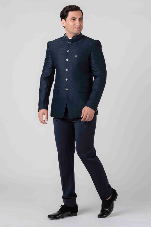 Buy Navy Blue Color Wedding Wear Jodhpuri Suit In Velvet Fabric online from  SareesBazaar IN at lowest prices